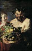 Peter Paul Rubens Satyr und Madchen mit Fruchtekorb oil painting